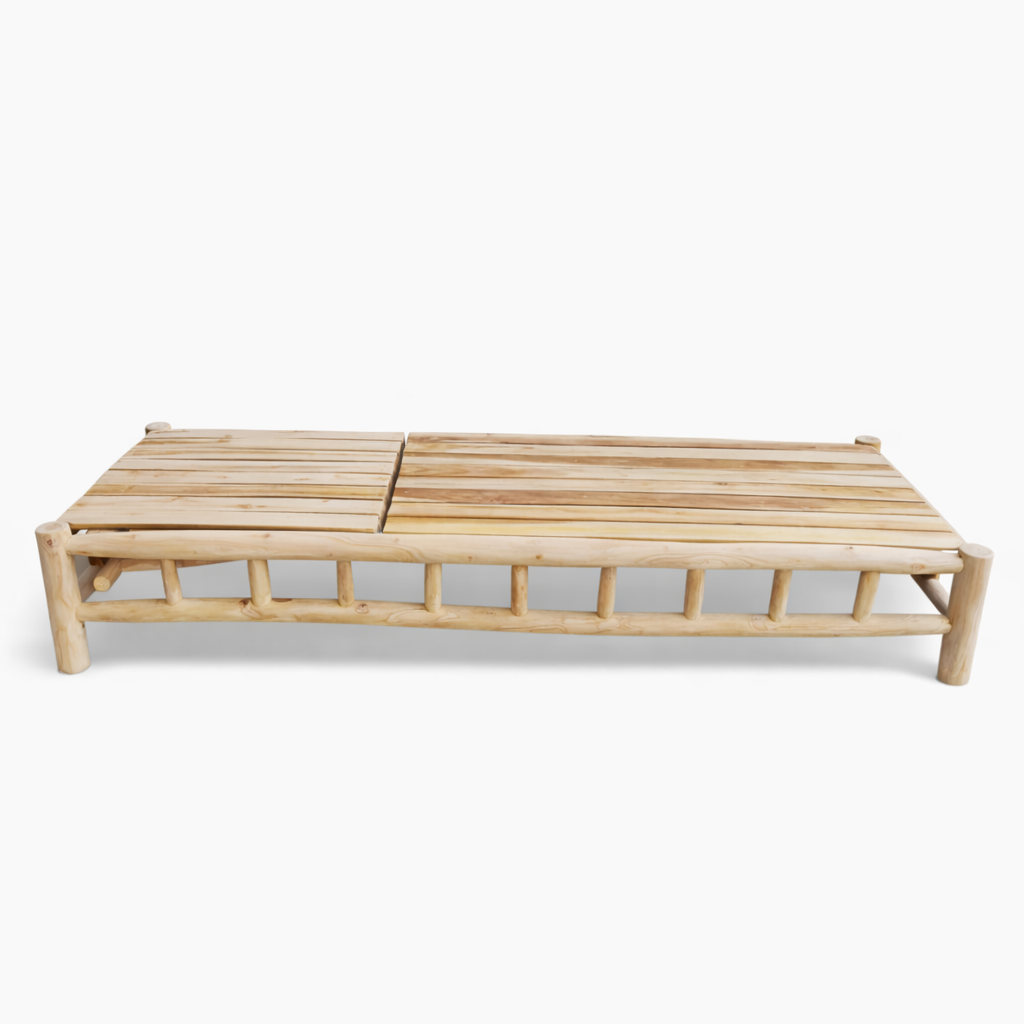 Teak wood longer with lowered backrest