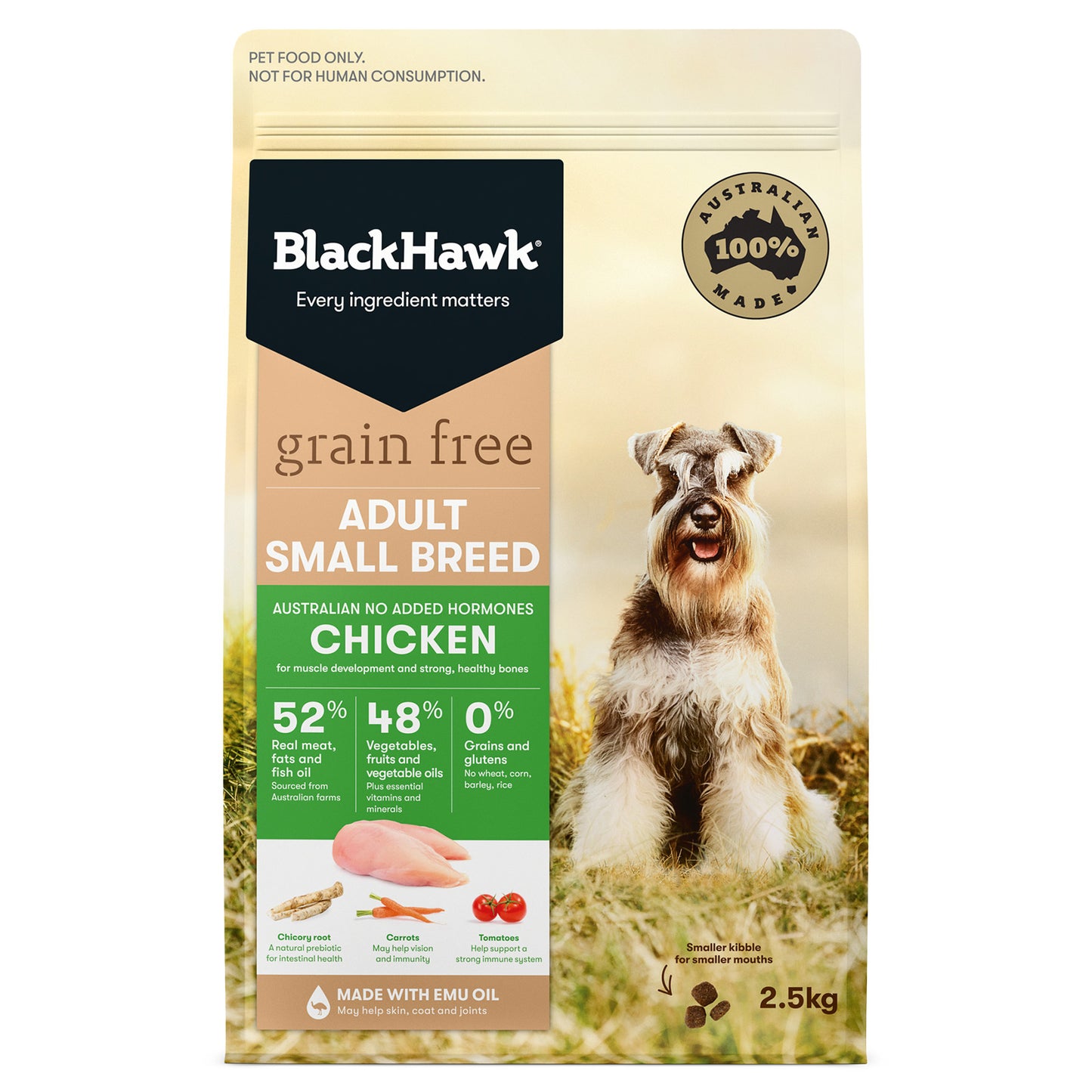 BLACK HAWK Grain Free Adult Small Breed Chicken - 2.5kg