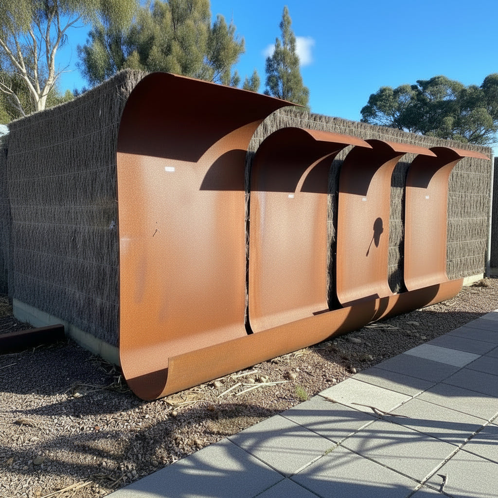 Corten Steel Outdoor Reflective Wall Fireplace