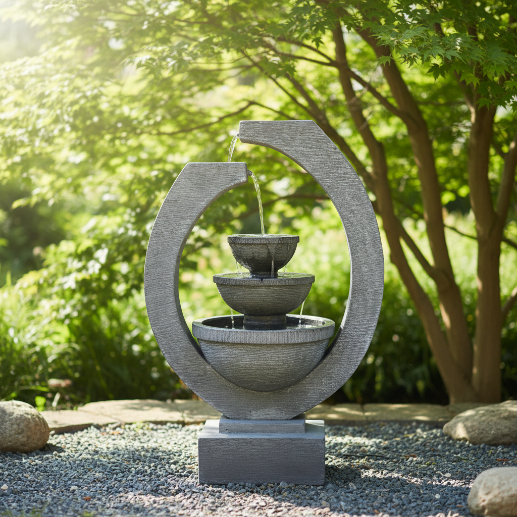 Tranquil Cascade Triple‑Bowl Garden Water Feature