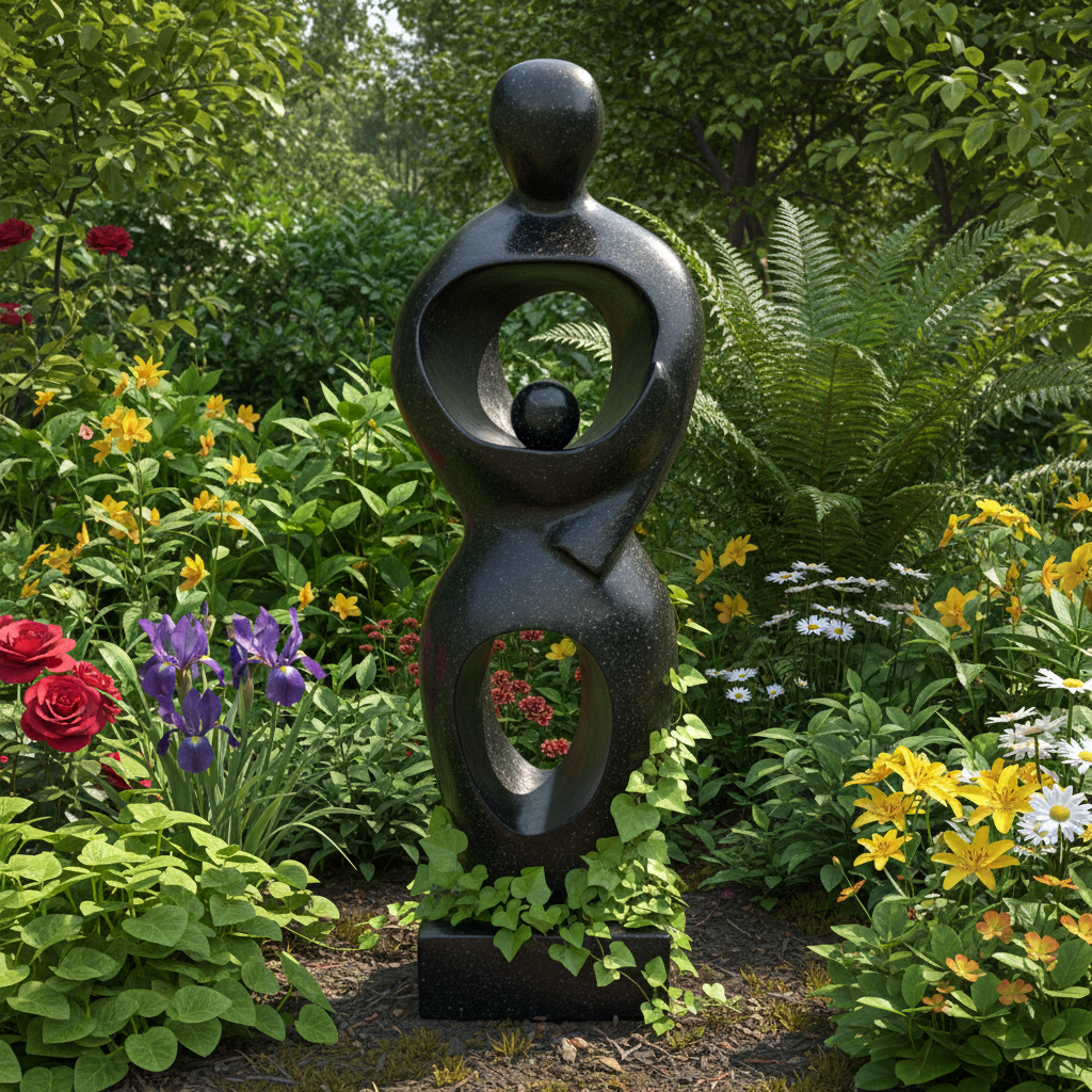 Mother and Child Abstract Garden Statue