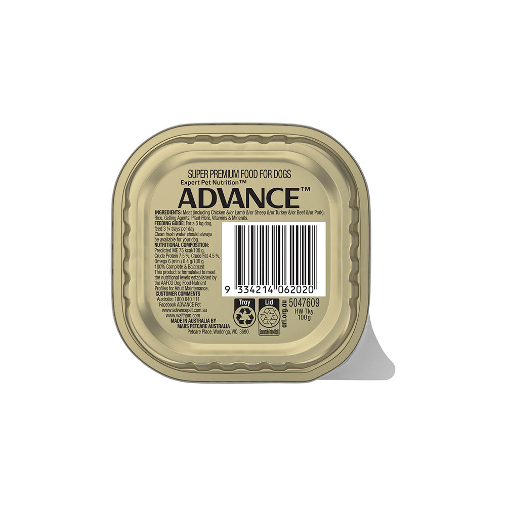 ADVANCE Healthy Weight Adult All Breed Turkey with Rice Trays Wet Dog Food