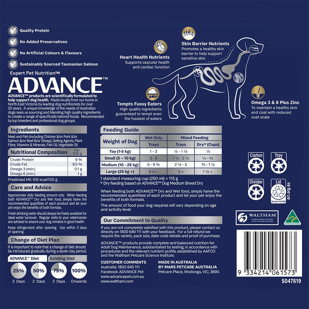 ADVANCE Oodles Adult with Salmon Trays Wet Dog Food