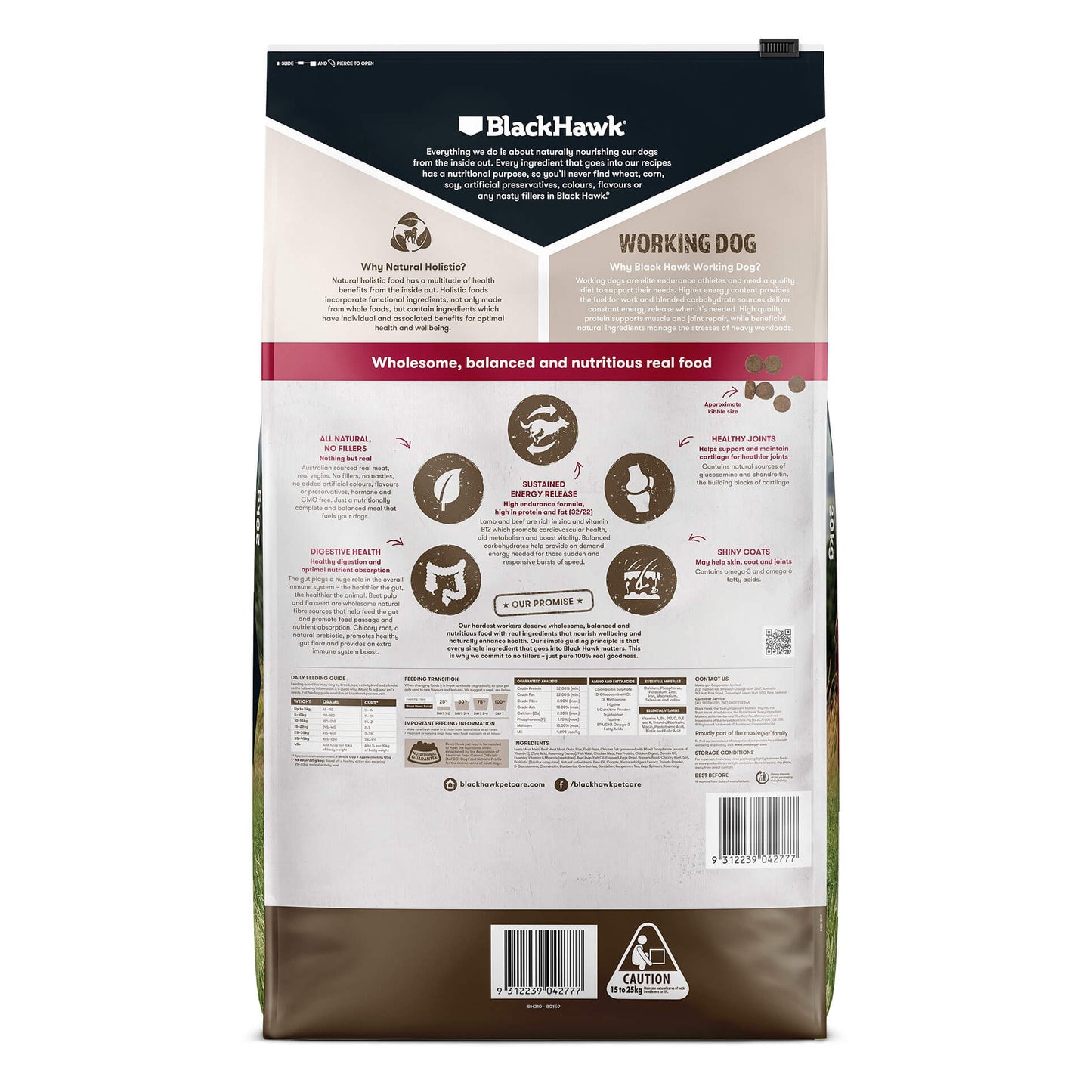 BLACK HAWK Working Dog Adult Lamb & Beef - 20kg