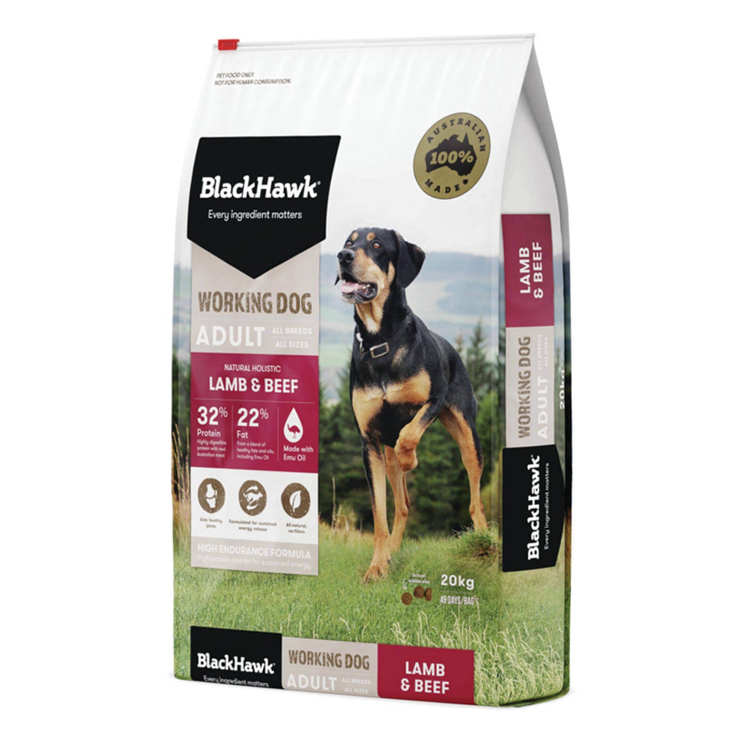 BLACK HAWK Working Dog Adult Lamb & Beef - 20kg