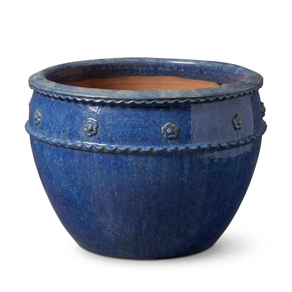 Lam Thanh Dynasty Blue Braided Terracotta Garden Pot