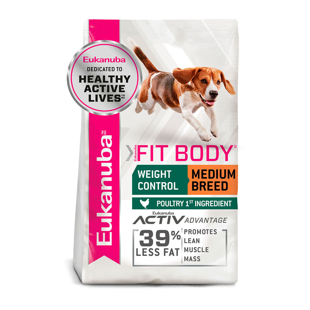 EUKANUBA Adult Fit Body Medium Breed Dry Dog Food - 15kg