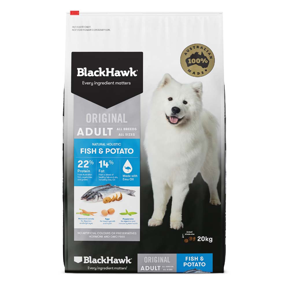BLACK HAWK Holistic Adult Dog Food Fish & Potato 20kg