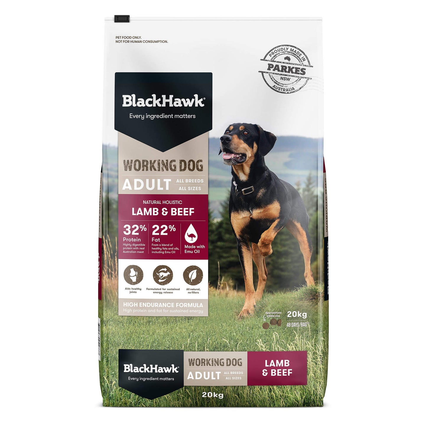 BLACK HAWK Working Dog Adult Lamb & Beef - 20kg