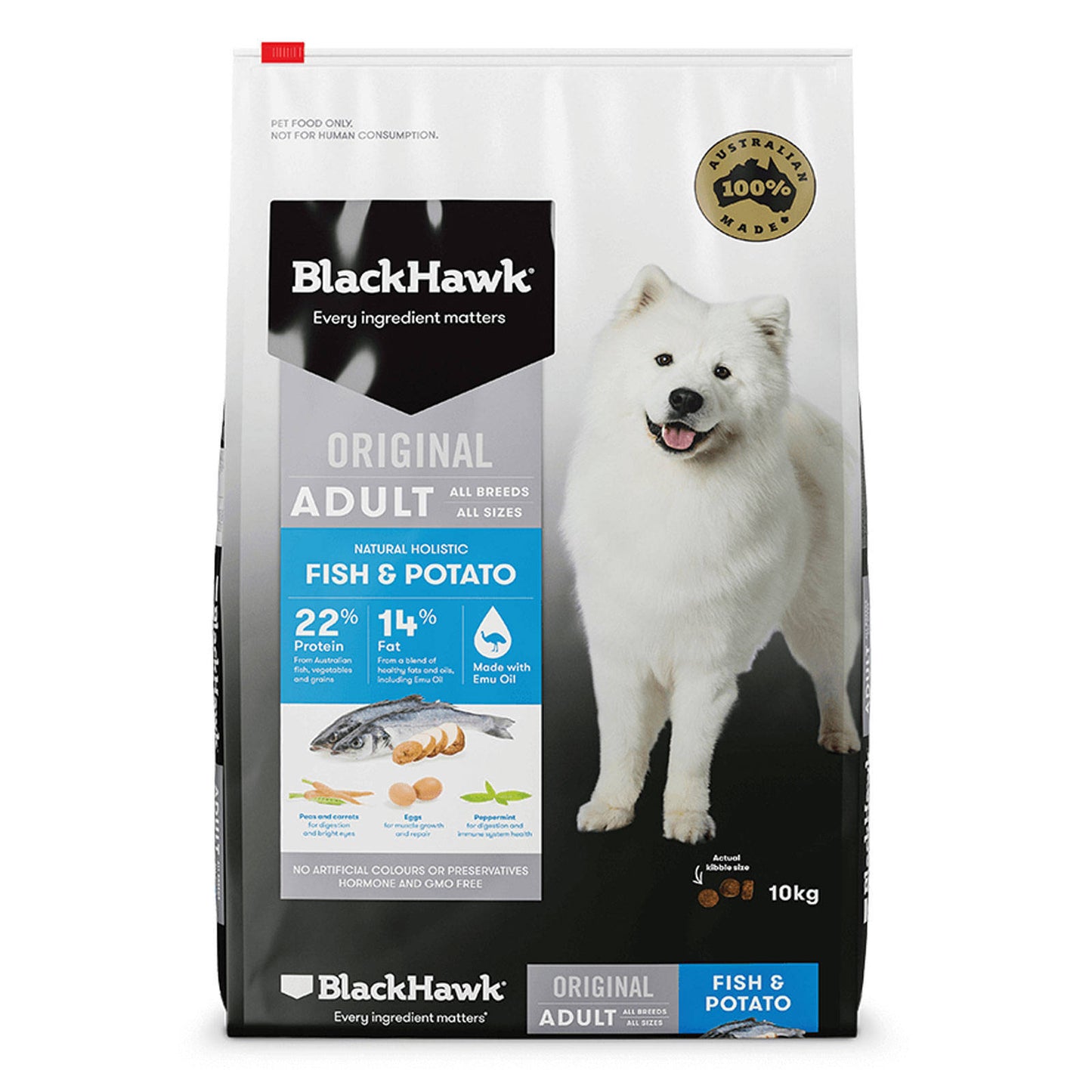 Black Hawk Dog Food Adult Fish & Potato 10kg Animal Pet Australian Made