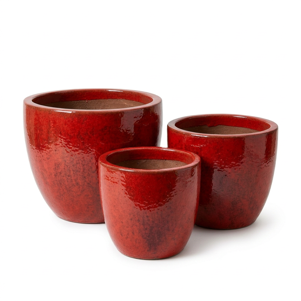 Lam Thahn Ruby Love Glazed Terracotta Garden Pot