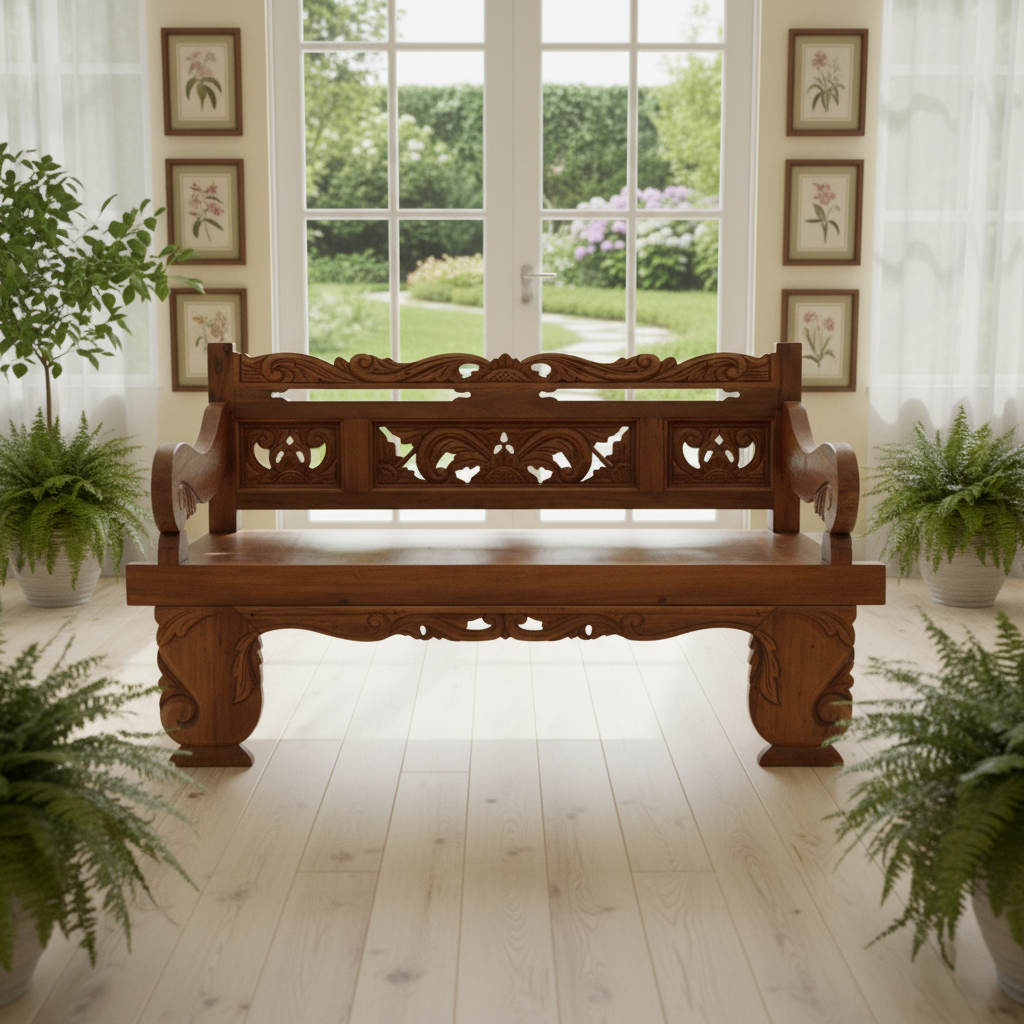 ornate-carved-wooden-bench