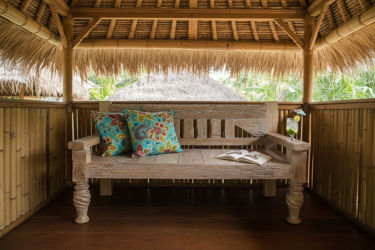Ornate Balinese Garden Bench
