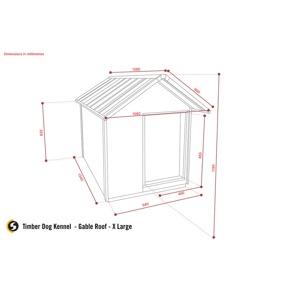 STEEL CHIEF Timber Dog Kennel (Gable Roof)