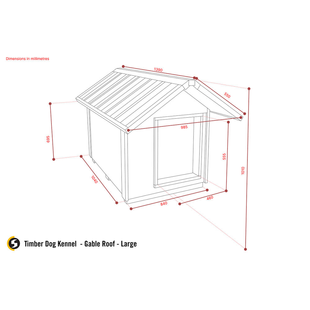STEEL CHIEF Timber Dog Kennel (Gable Roof)