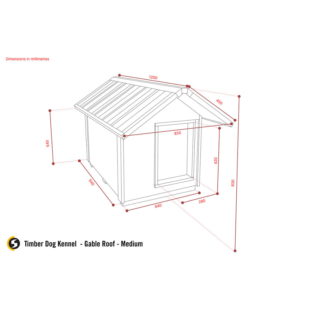 STEEL CHIEF Timber Dog Kennel (Gable Roof)
