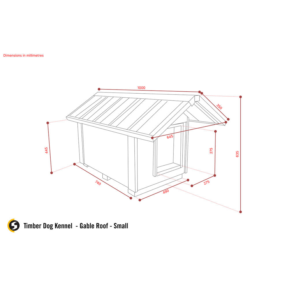 STEEL CHIEF Timber Dog Kennel (Gable Roof)