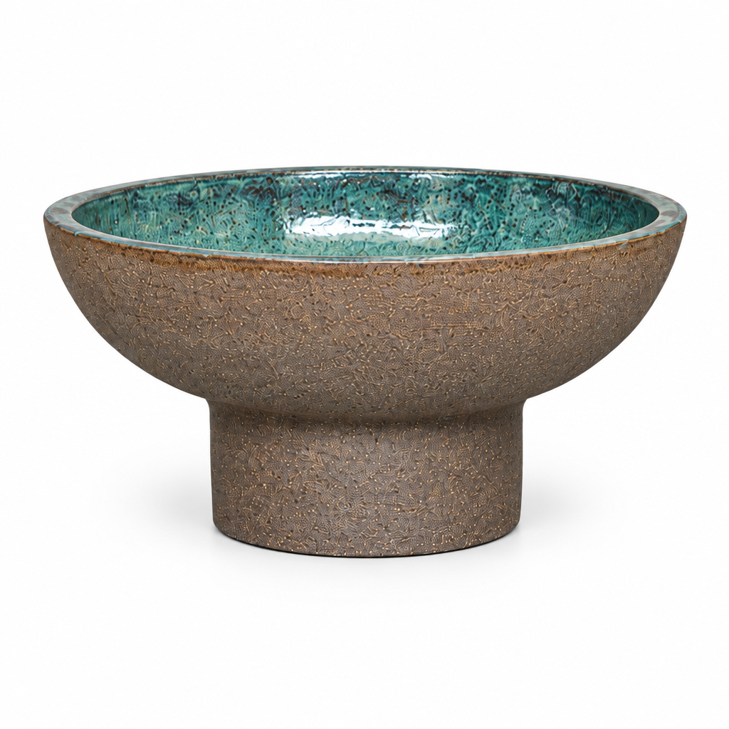 Terracotta Works Graphite Palazzo Bowl in Graphite Aqua Large