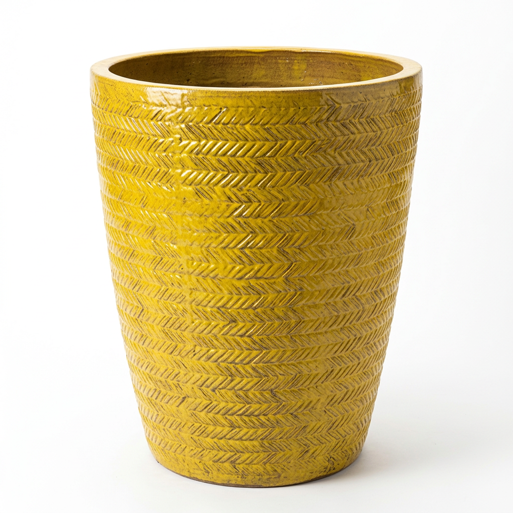 Terracotta Works Sisal Crucible Glazed Terracotta Pot Yellow Mist