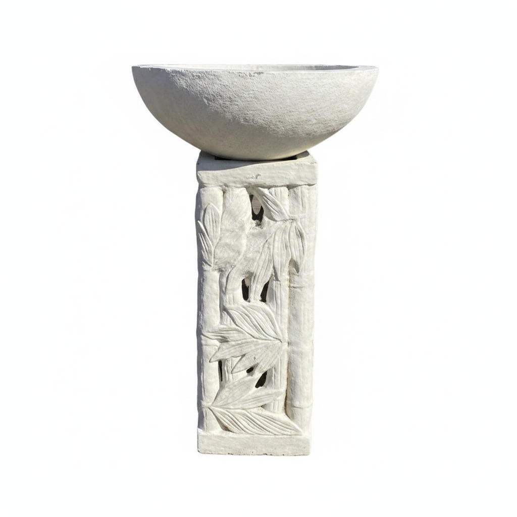 White Stone Bird Bath - Flawless