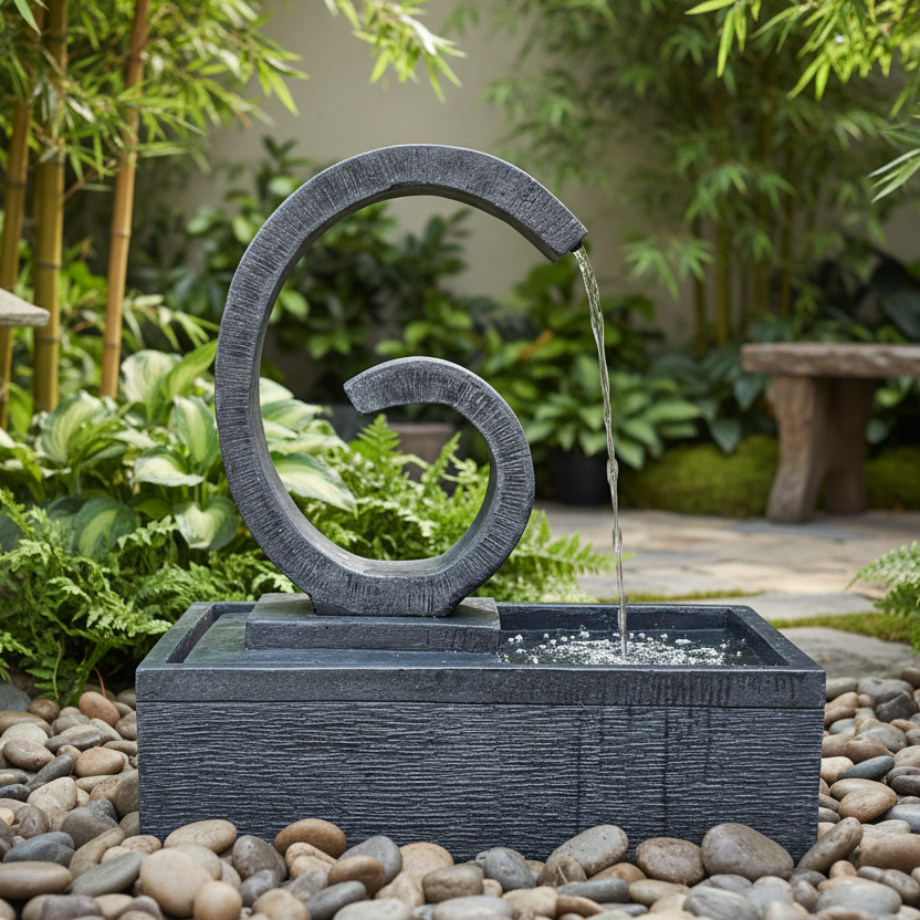 Zen Spiral Garden Water Feature