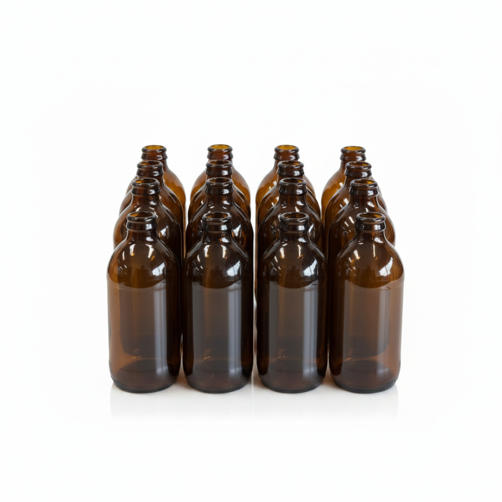 12 Amber Glass Bottles
