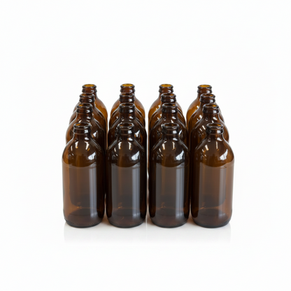 12 Amber Glass Bottles