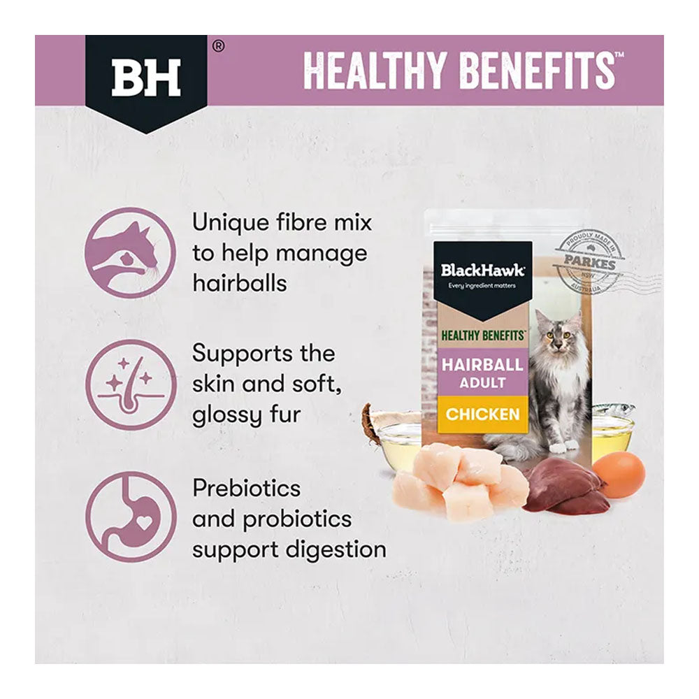 BLACK HAWK Healthy Benefits Hairball Chicken Adult Cat