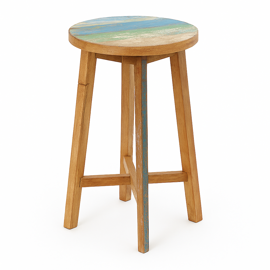 Kipas Boatwood Blue Round Stool