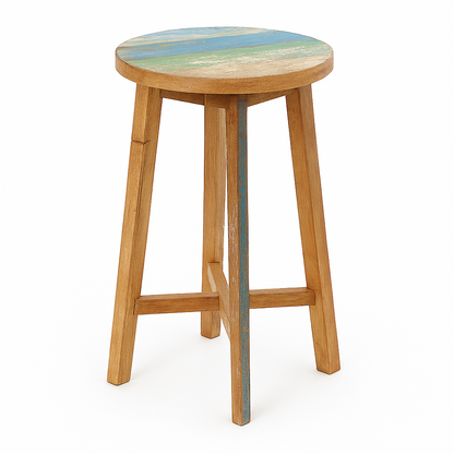 Kipas Boatwood Blue Round Stool