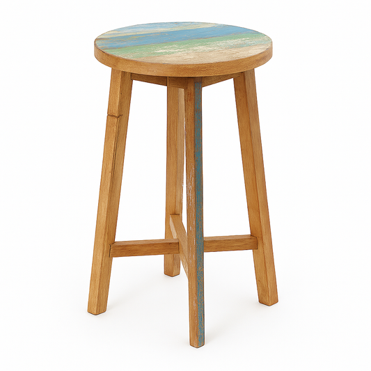 Kipas Boatwood Blue Round Stool