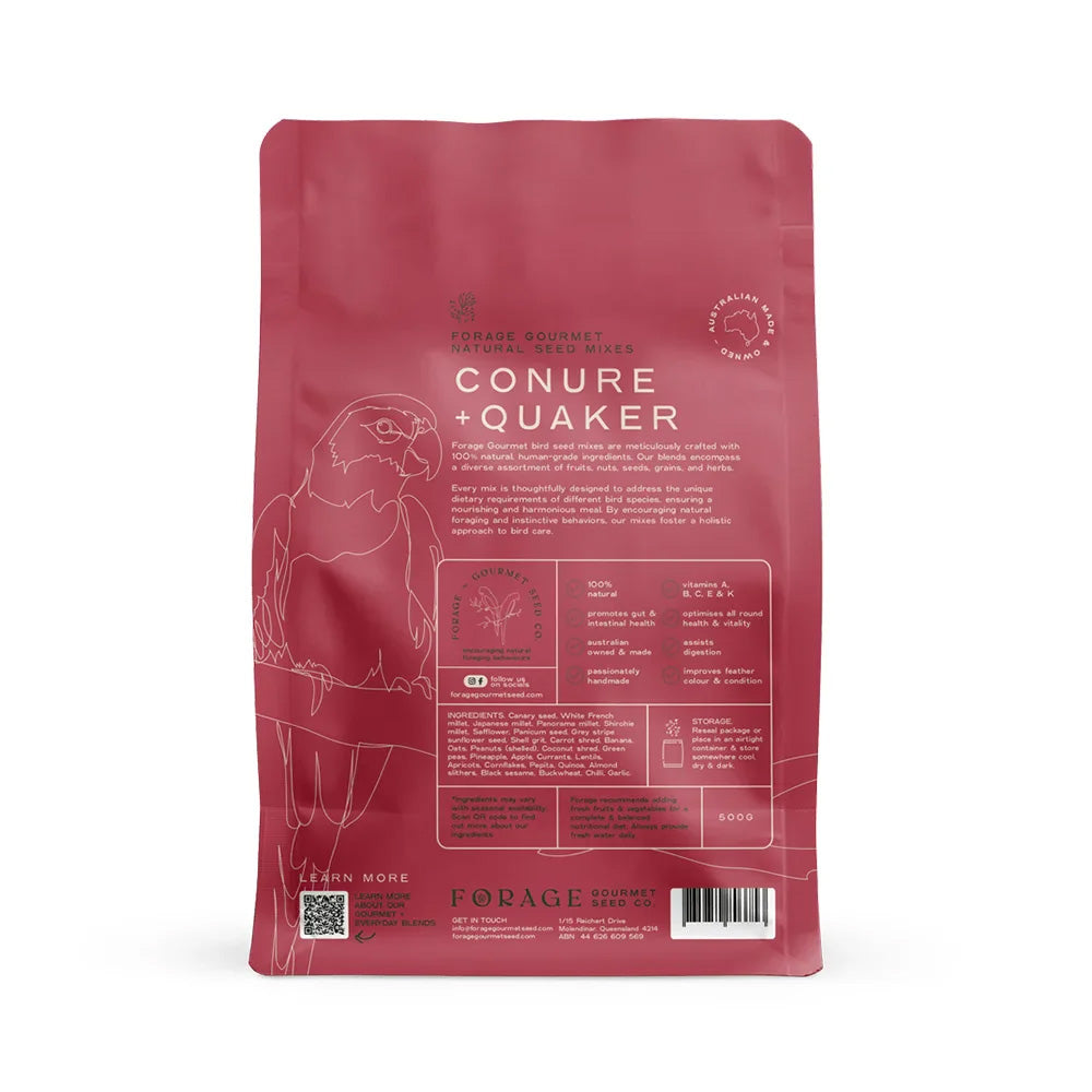 FORAGE GOURMET BIRD SEED Conure & Quaker Specialty Blend