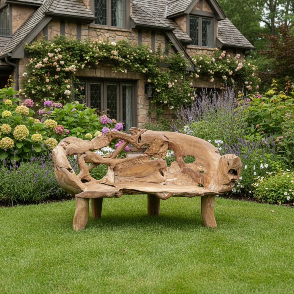 Giant Teak Root Garden Bench