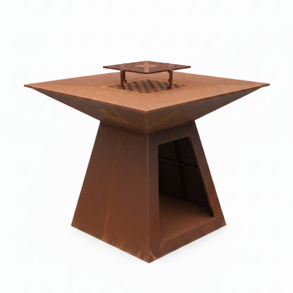 Square Corten Steel Wood Fire BBQ