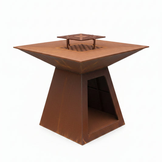 Square Corten Steel Wood Fire BBQ