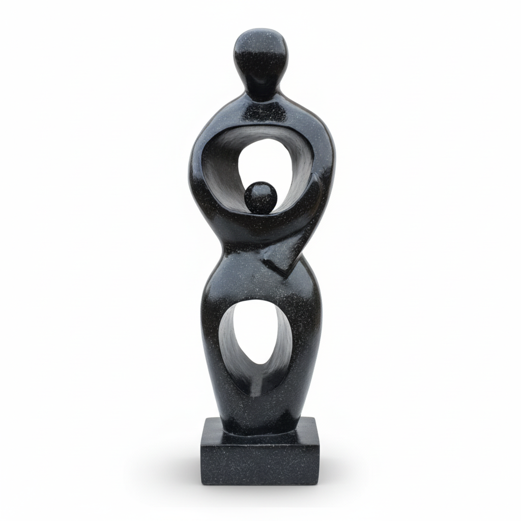 Abstract Black Mother and Child Sculpture 