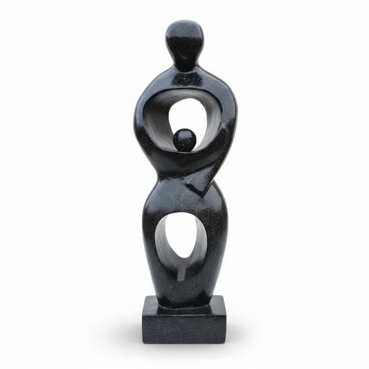 Abstract Black Mother and Child Sculpture 
