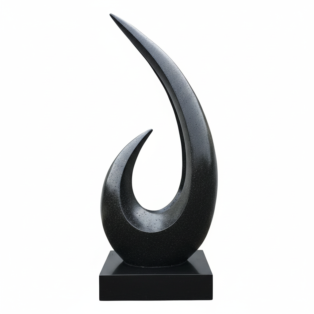 Abstract Black Wave Sculpture 
