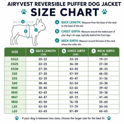 AIRYVEST Reversible Puffer Dog Jacket