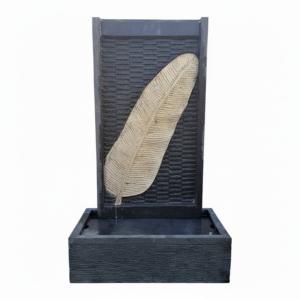 Banana leaf water feature garden