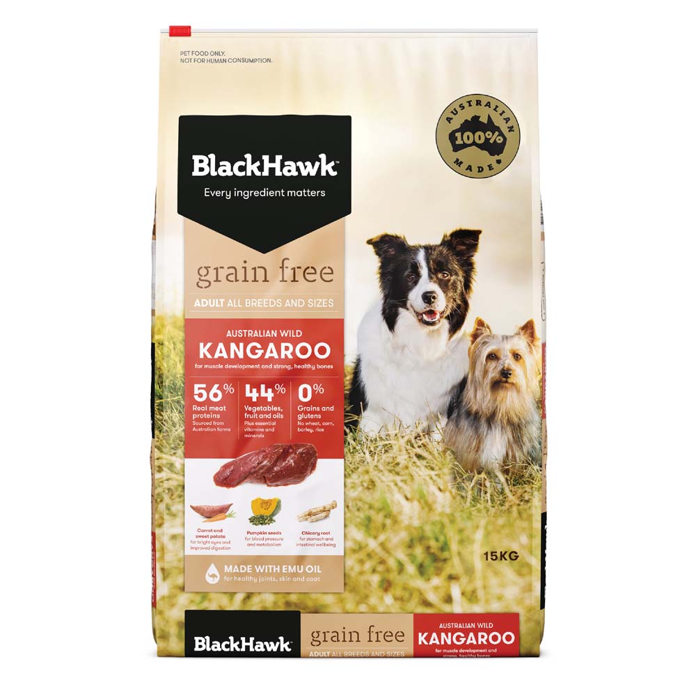 Black Hawk Dog Food Grain Free Kangaroo 15kg Animal Pet Australian Made Premium
