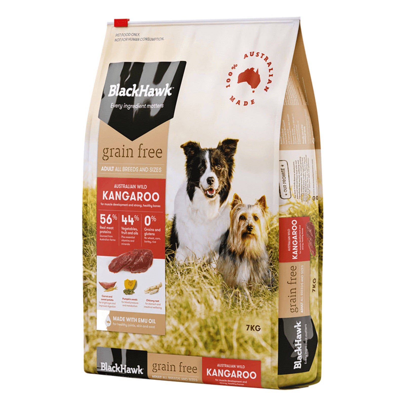 Black Hawk Dog Food Grain Free Kangaroo 7kg Animal Pet Australian Made Premium