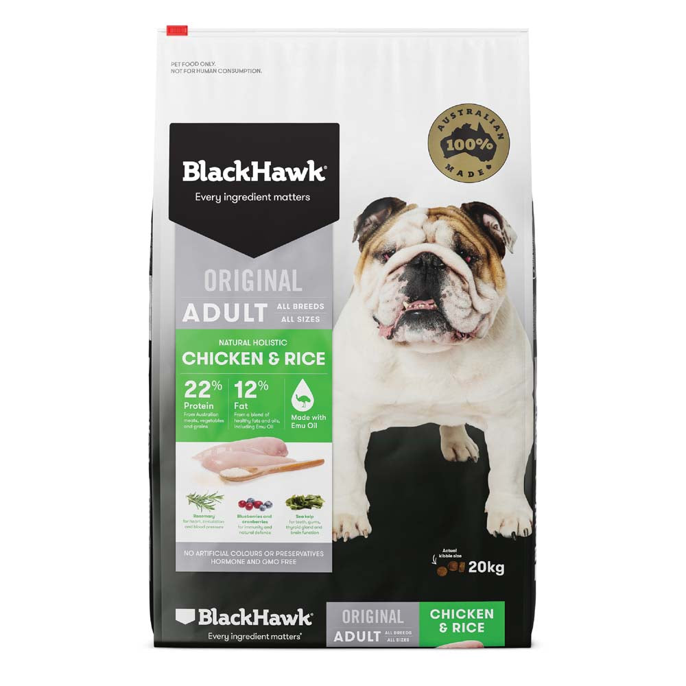 BLACK HAWK Holistic Adult Dog Food Chicken & Rice 20kg