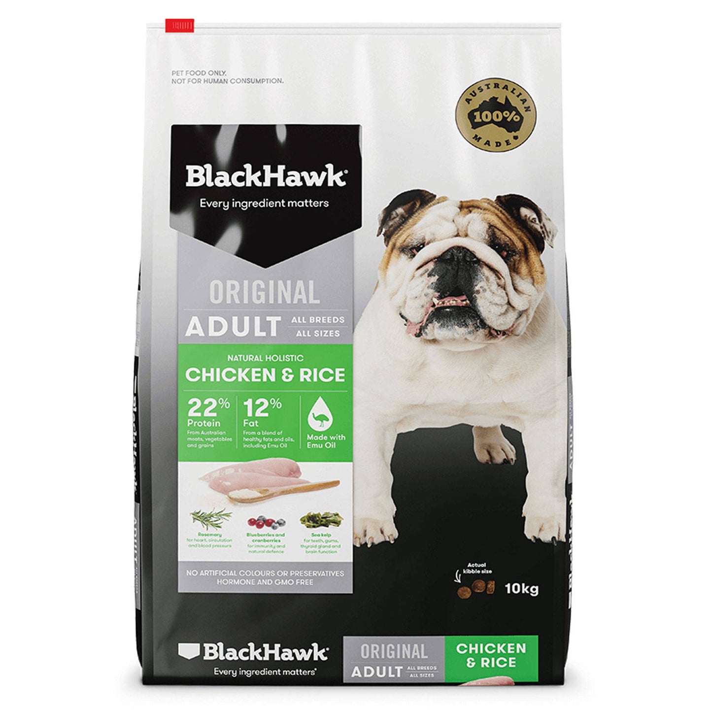 Black Hawk Dog Food Adult Chicken & Rice 10kg Animal Pet Australian Made
