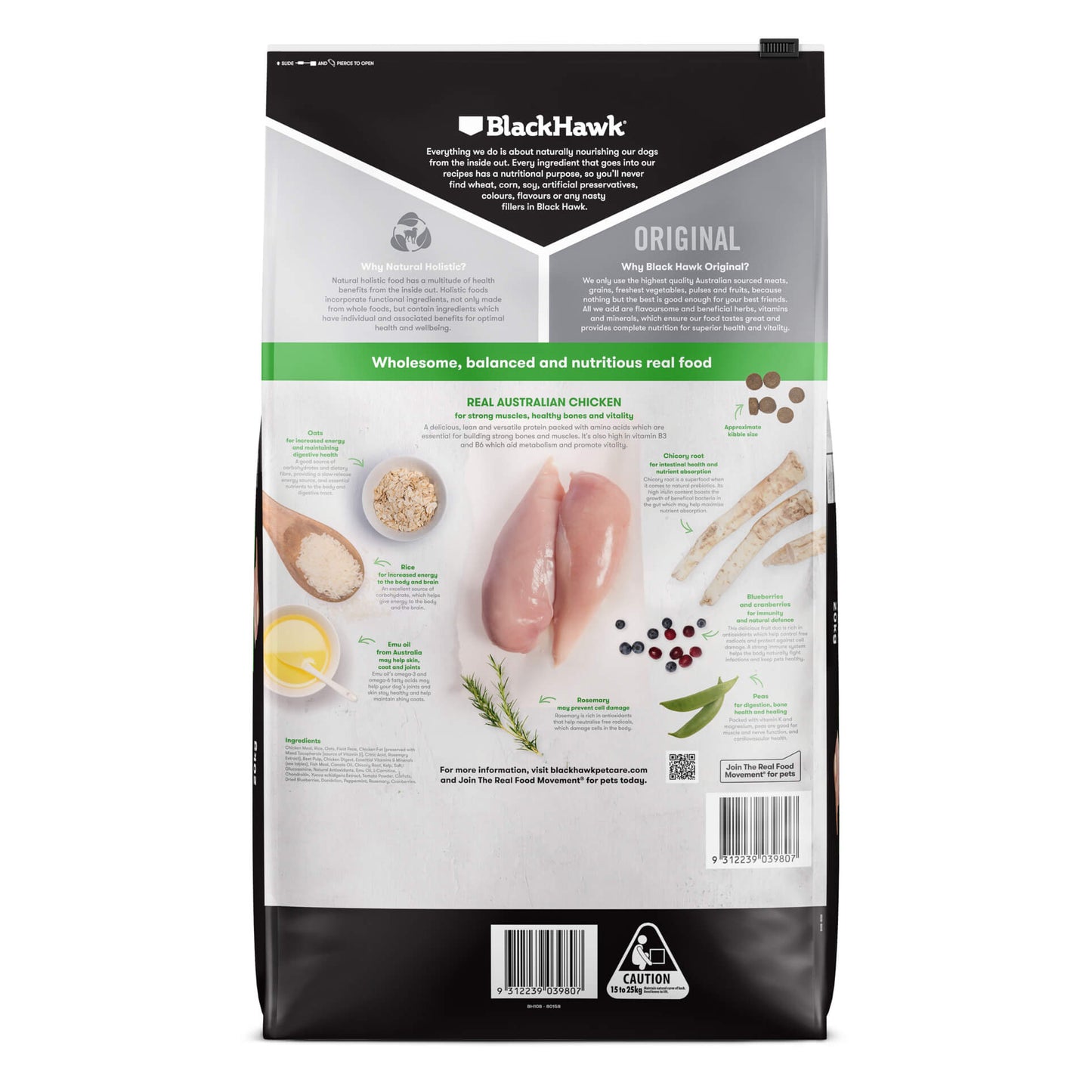BLACK HAWK Original Adult Large Breed Chicken & Rice - 20kg