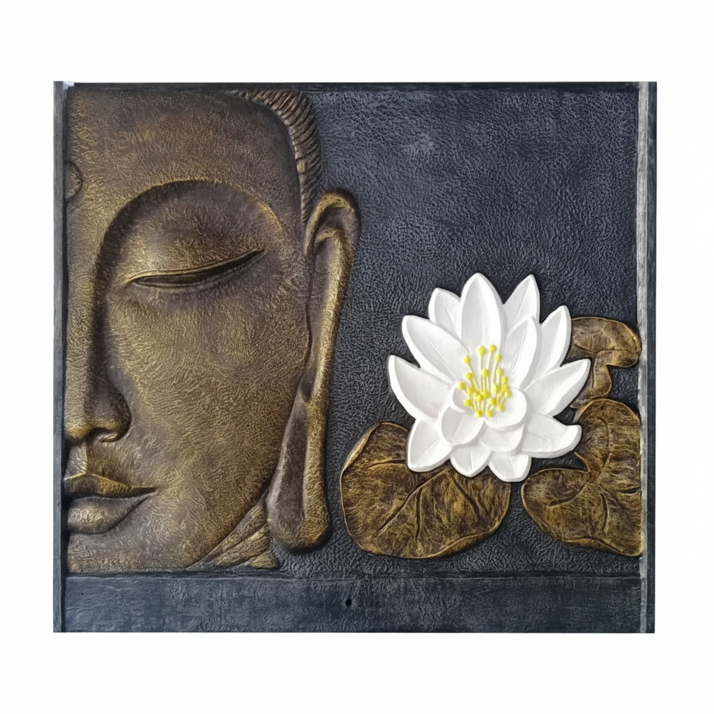Buddha Face Lotus Wall Plaque