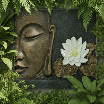 Buddha Face Lotus Wall Plaque Garden