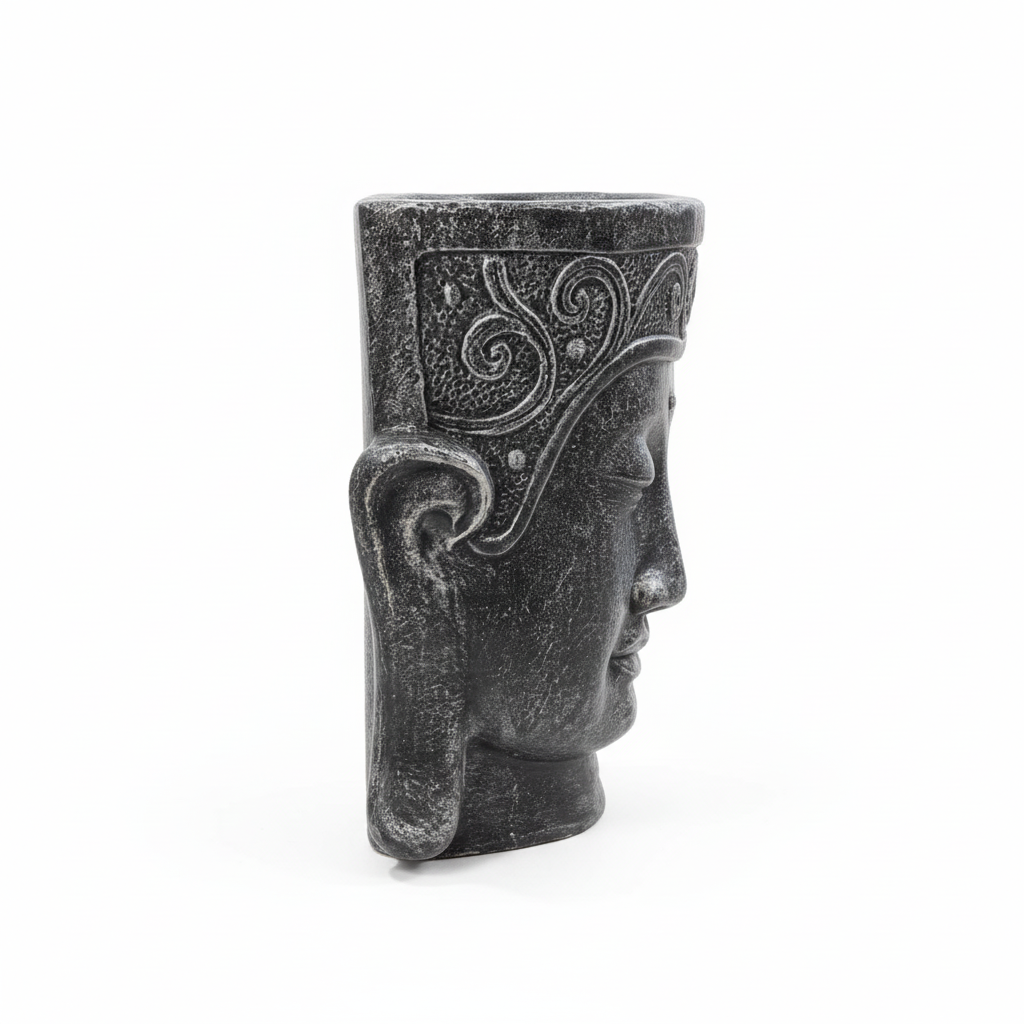 Buddha Head Planter Side View - White Background