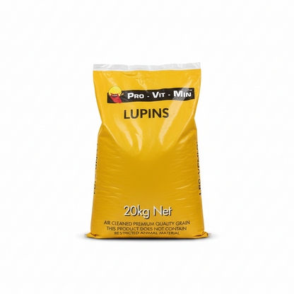 Cleaned Pro-Vit-Min Lupins bag on white background