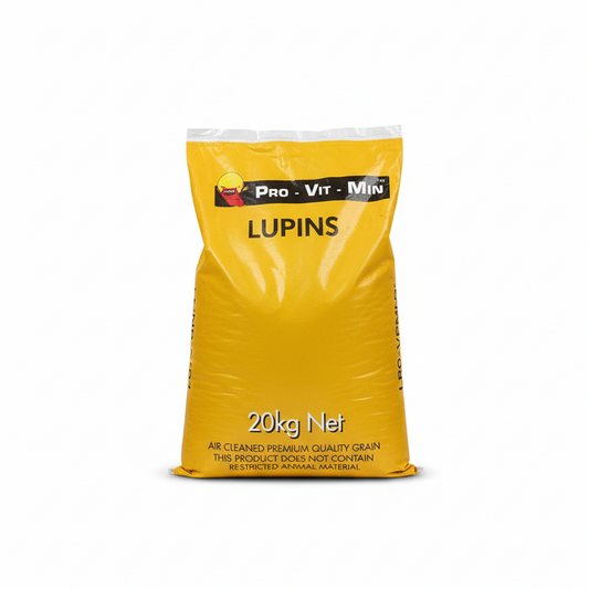 Cleaned Pro-Vit-Min Lupins bag on white background